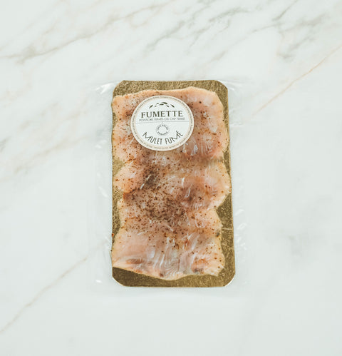 Tranches de mulet fumé au poivre de Timut, artisan Fumette, épicerie fine
